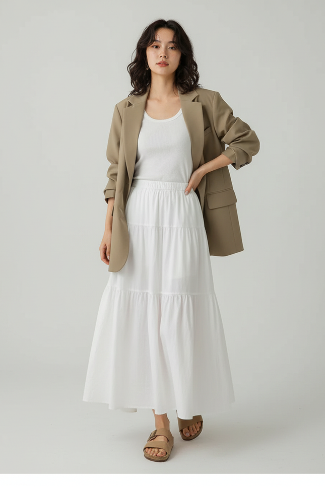 Jupe Midi Gaze De Coton