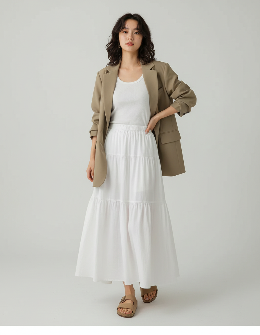 Jupe Midi Gaze De Coton