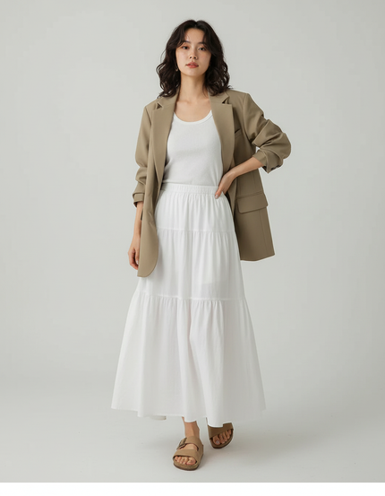 Jupe Midi Gaze De Coton