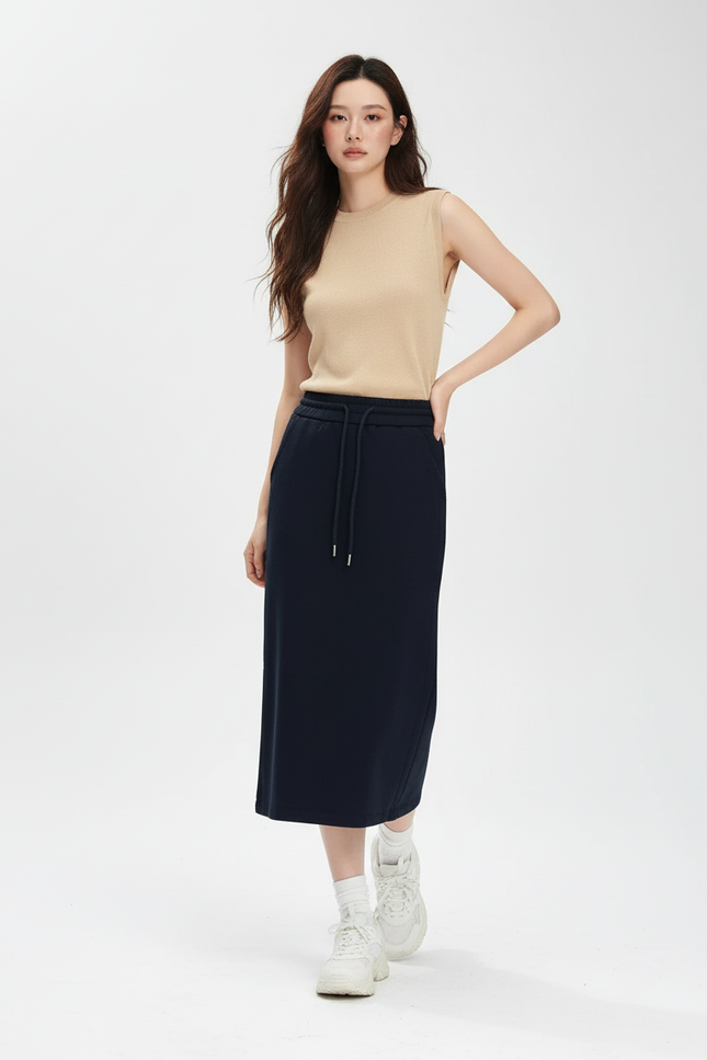 Jupe Midi Cordon Bleu Roi Décontractée