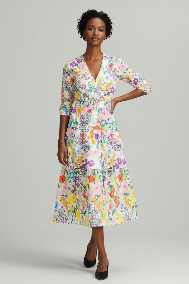 Jupe Midi Florale À Volants Élégante