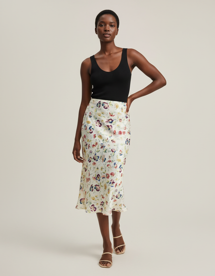 Jupe Midi Florale Fluide Élégante