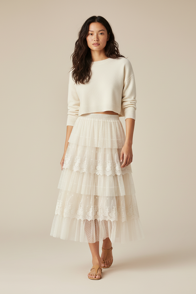 Jupe Midi En Dentelle