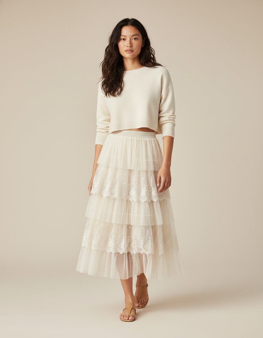 Jupe Midi En Dentelle