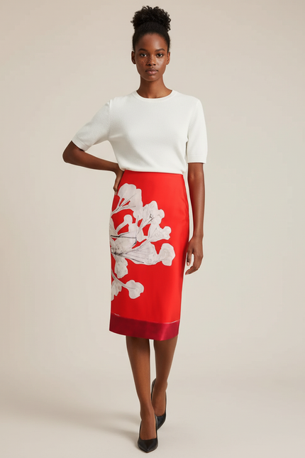 Jupe Midi Coupe Crayon Florale Chic