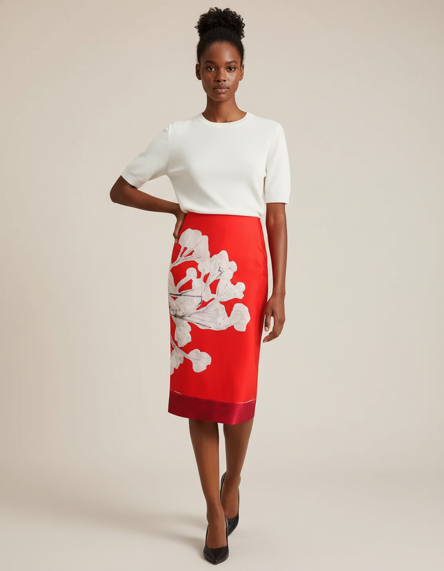 Jupe Midi Coupe Crayon Florale Chic