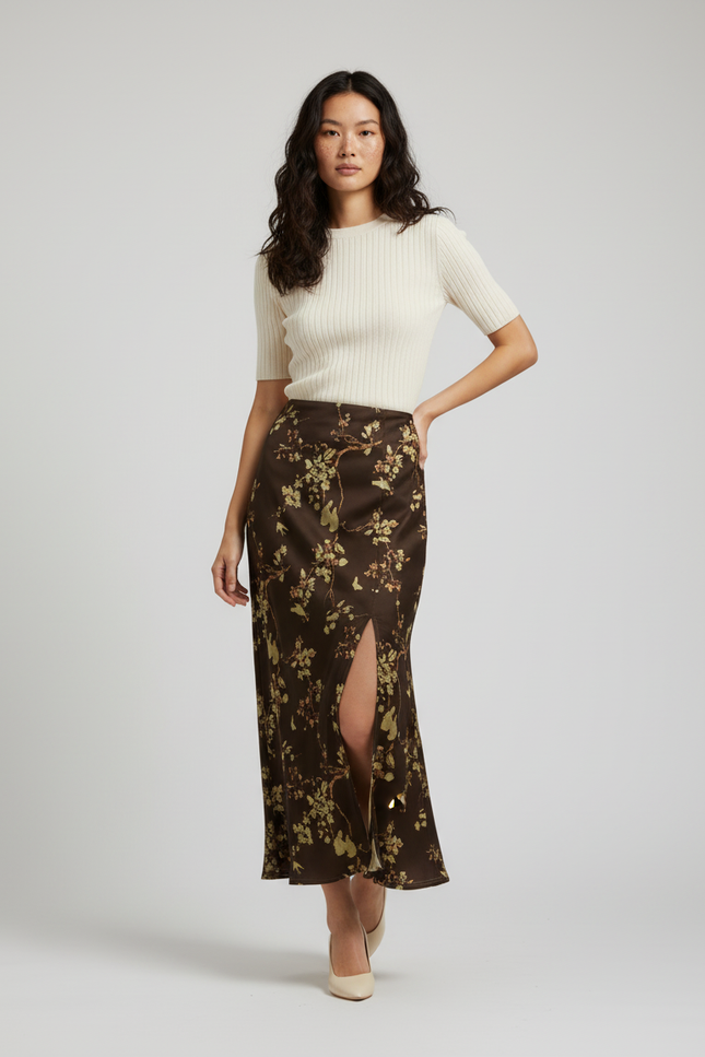 Jupe Midi Florale Fluide Élégante bohème