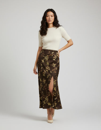 Jupe Midi Florale Fluide Élégante bohème