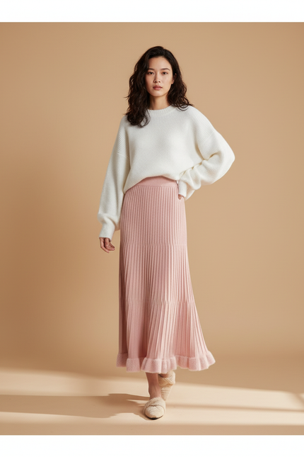 Jupe Midi Rose Pale