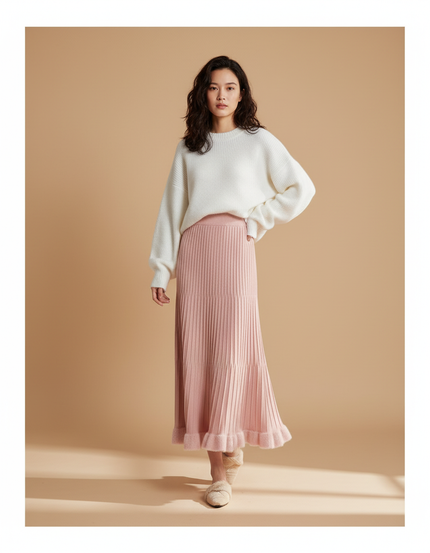 Jupe Midi Rose Pale