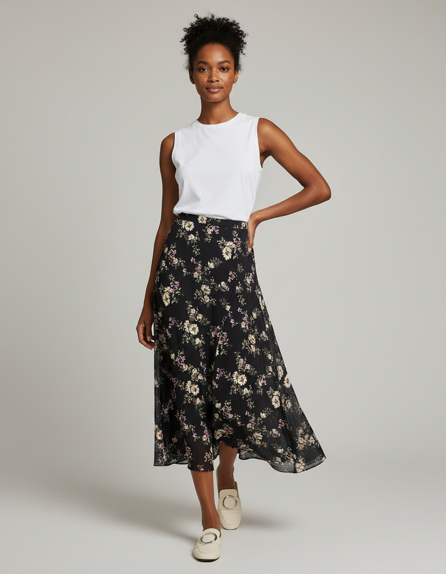 Jupe Fleurie Midi