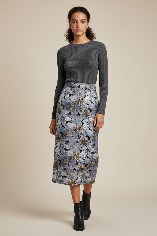 Jupe Midi Floral Vintage Élégante