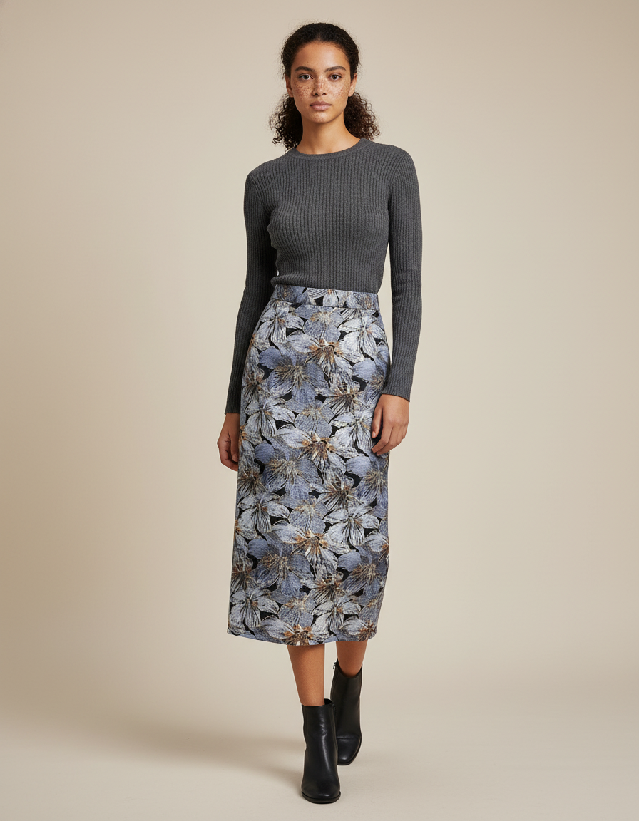 Jupe Midi Floral Vintage Élégante