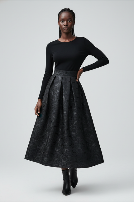 Jupe Midi Florale Plissée Élégante printanière