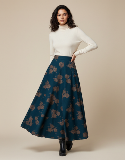 Jupe Midi Laine Florale Chic