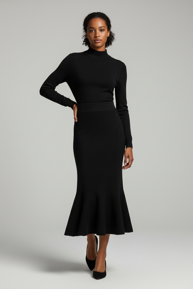 Jupe Midi Maille Sirène Élégante