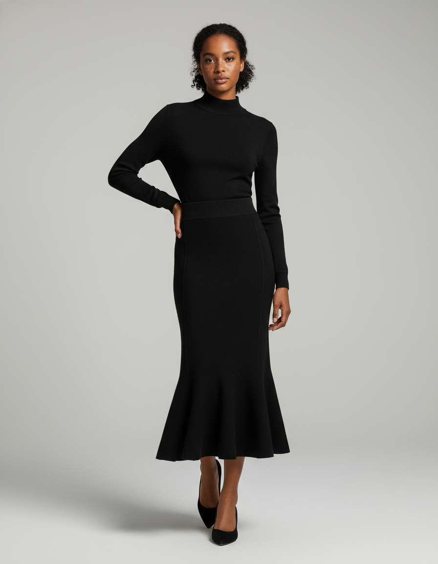 Jupe Midi Maille Sirène Élégante