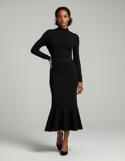 Jupe Midi Maille Sirène Élégante