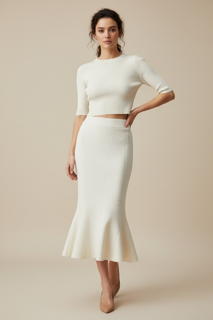 Jupe Midi Tricotée Élégante Sirène