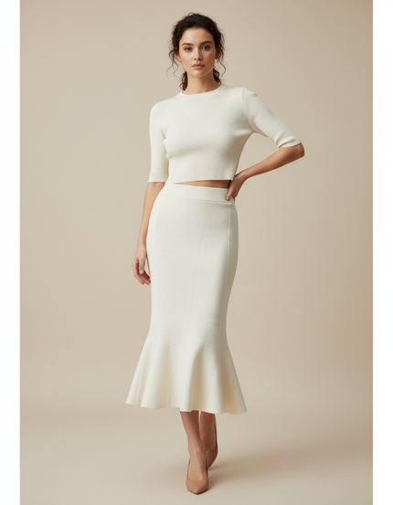 Jupe Midi Tricotée Élégante Sirène