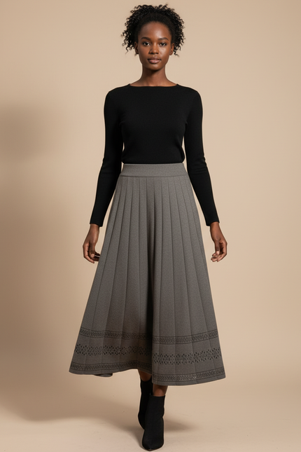 Jupe Midi Grise Plissée Élégante moderne