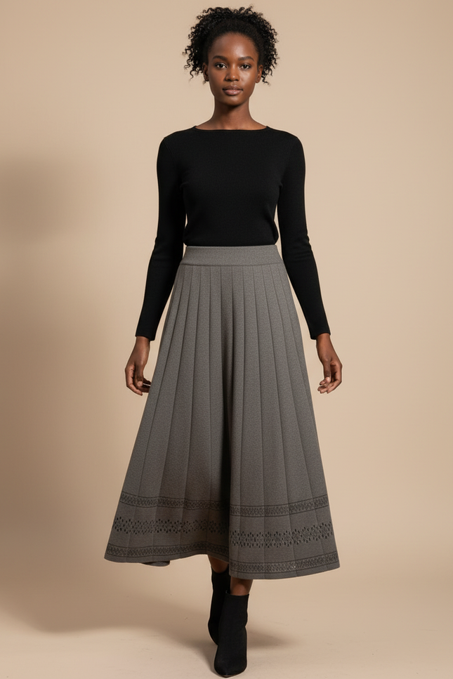 Jupe Midi Grise Plissée Élégante moderne