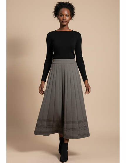 Jupe Midi Grise Plissée Élégante moderne