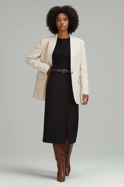 Jupe Midi Noire Fendue Élégante