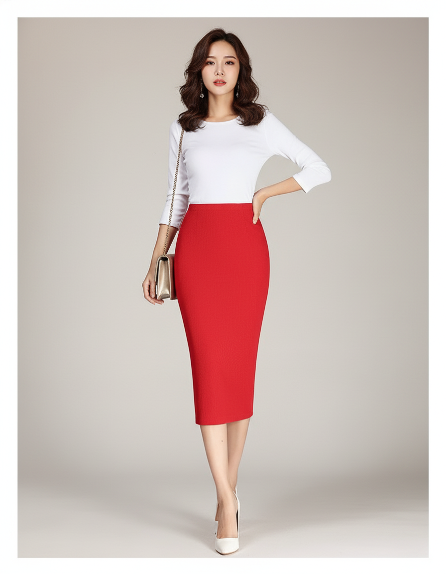 Jupe Midi Droite Femme