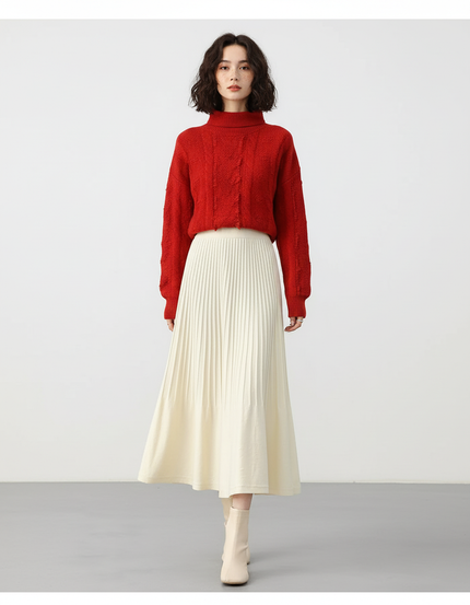 Jupe Midi Crème Plissée Élégante délicate