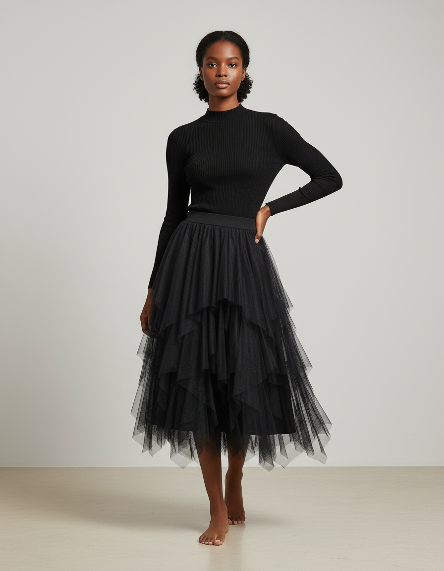 Jupe Midi Asymétrique