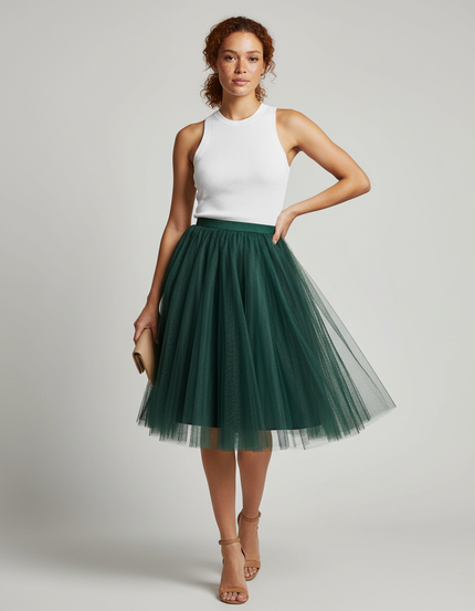 Jupe Patineuse Midi Taille Haute