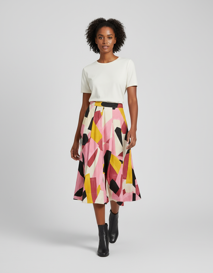 Jupe Midi Imprimée Géométrique Élégante