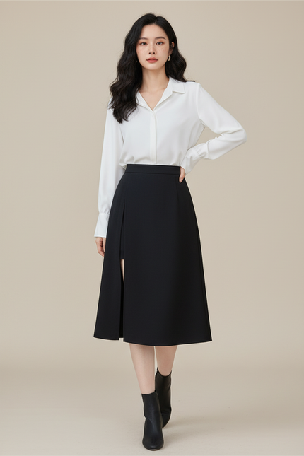 Jupe Midi Noire Fendue Chic sensuelle