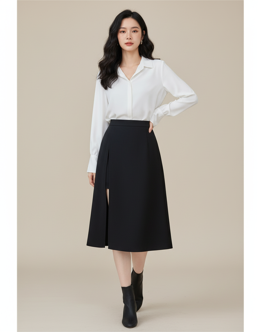 Jupe Midi Noire Fendue Chic sensuelle