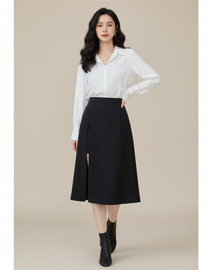 Jupe Midi Noire Fendue Chic sensuelle