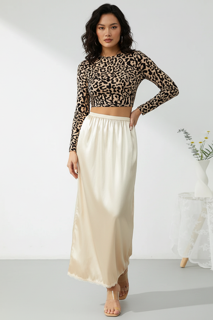 Jupe Midi Satin Fluide Élégante soyeuse