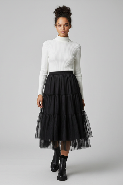 Jupe Midi Tulle Noire Tutu