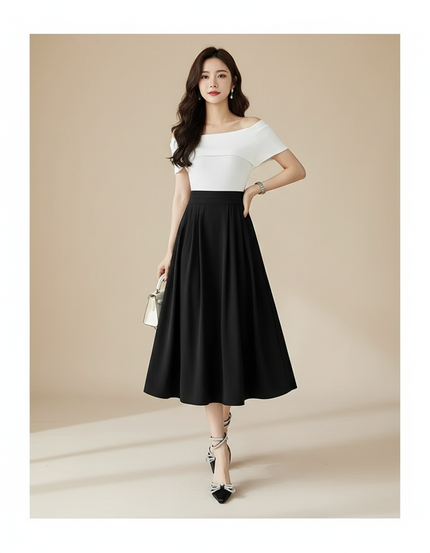 Jupe Midi Noire Taille Haute Élégante