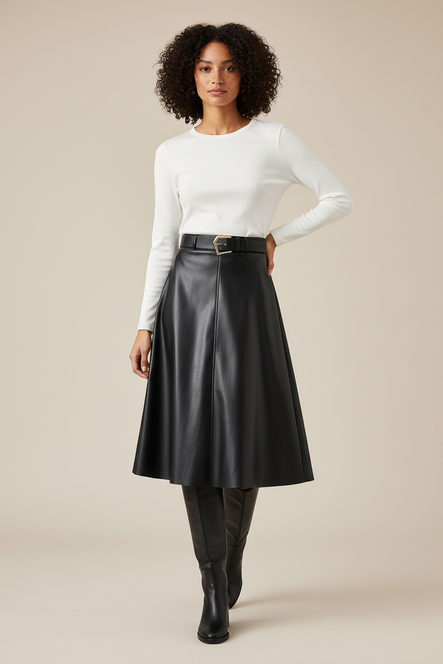 Jupe Midi Trapeze Noire