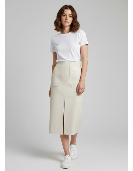 Jupe Midi Similicuir Fente Chic