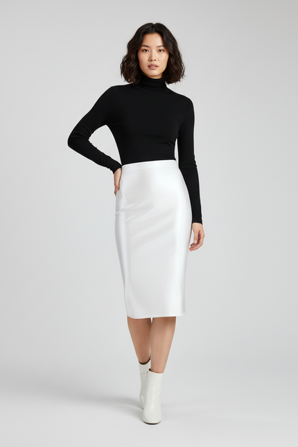 Jupe Midi Blanche Satinée Élégante pure