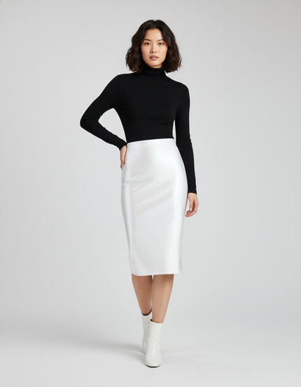 Jupe Midi Blanche Satinée Élégante pure