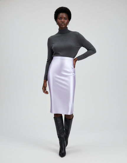 Jupe Midi Lavande Satinée Élégante