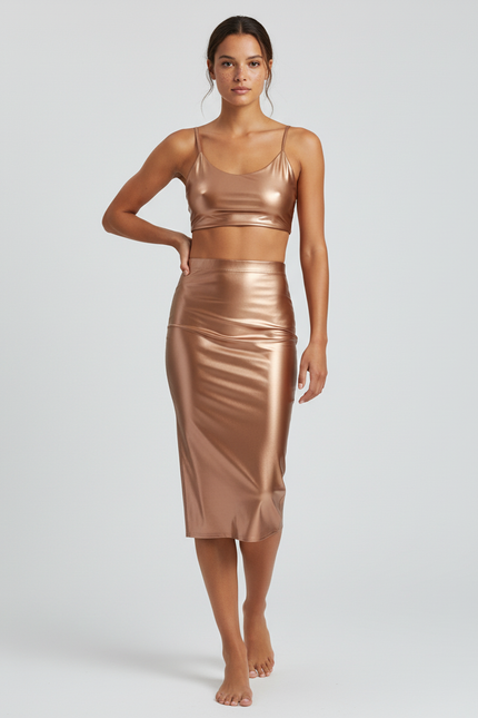 Jupe Midi Satinée Brillante Chic