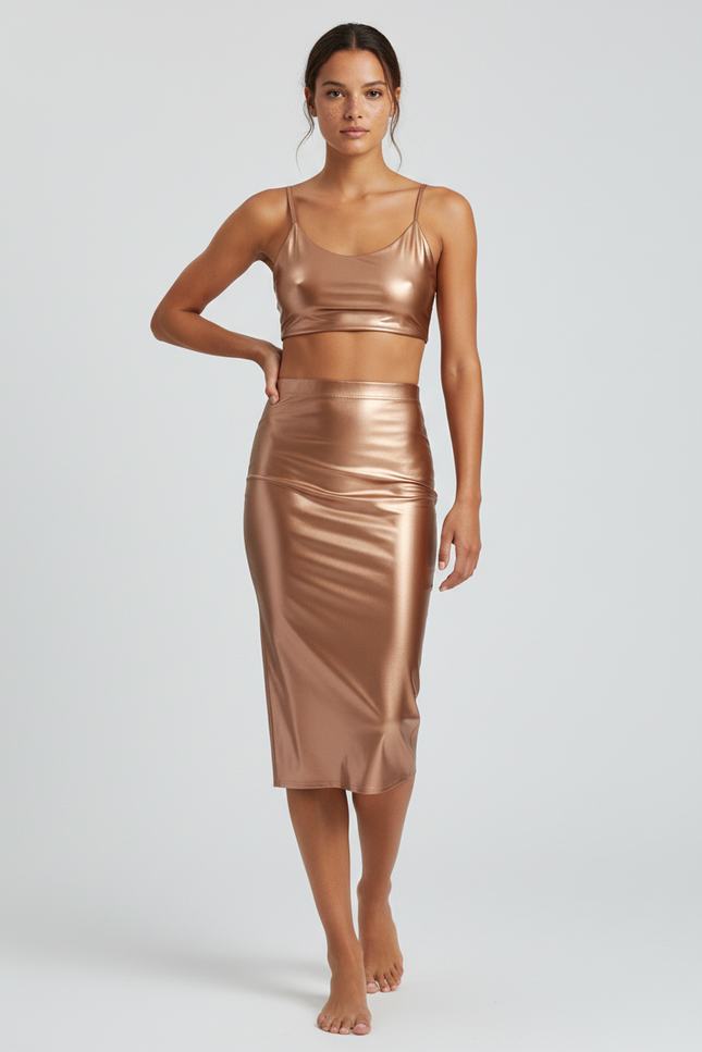 Jupe Midi Satinée Brillante Chic