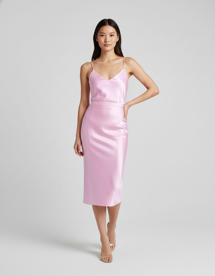 Jupe Midi Rose Satinée Élégante délicate