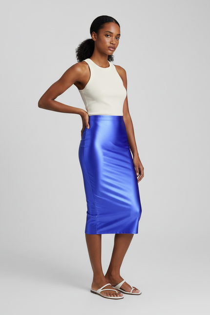 Jupe Midi Bleue Brillante Chic festive