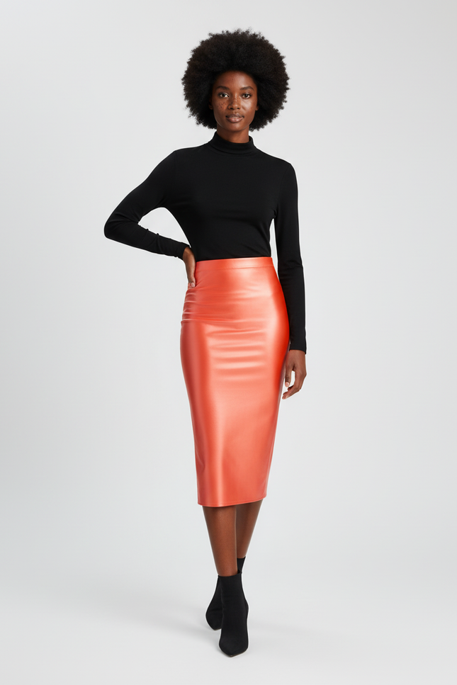 Jupe Midi Orange Brillante Chic