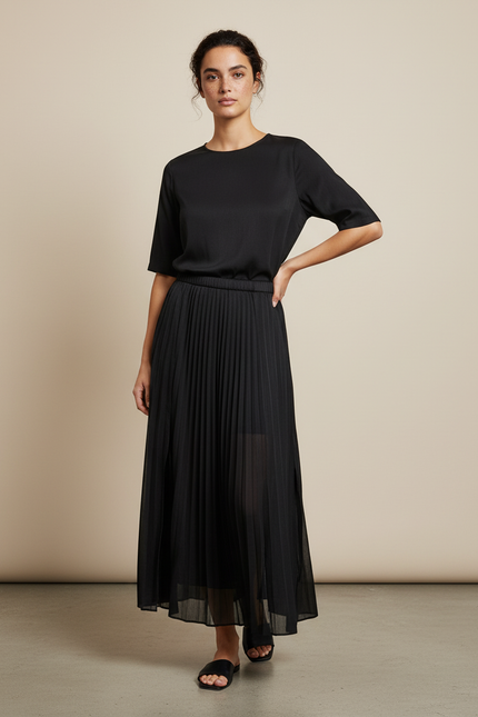 Jupe Midi Noire Plissée Élégante moderne